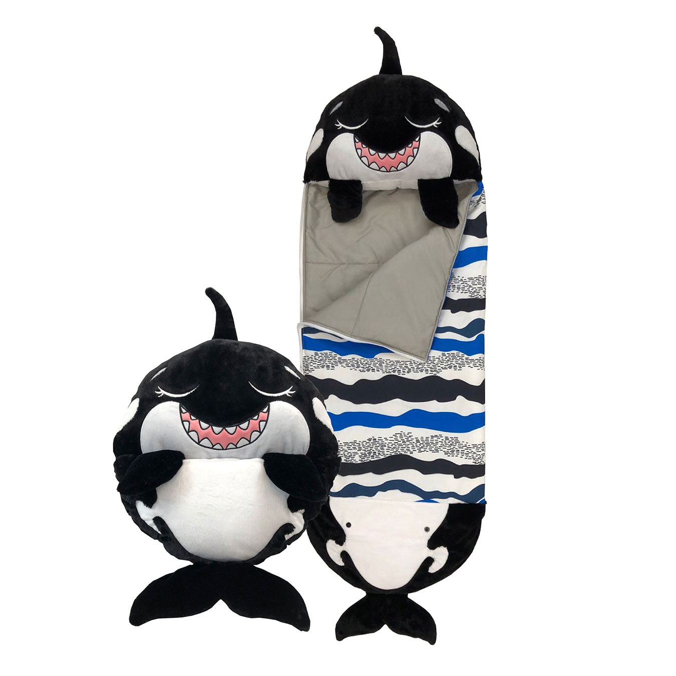 View Happy Nappers Black Shark Medium Ages 3 to 6 Plush Toy That Opens To A Fun Sleeping Bag High Street TV information