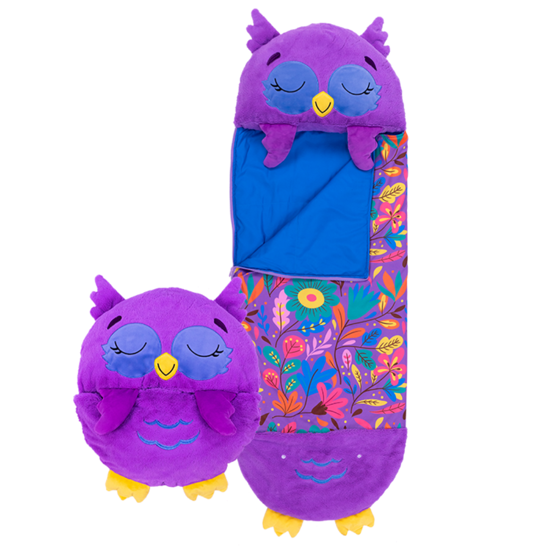 View Happy Nappers Purple Owl Medium Ages 3 To 6 Plush Toy That Opens To A Fun Sleeping Bag High Street TV information