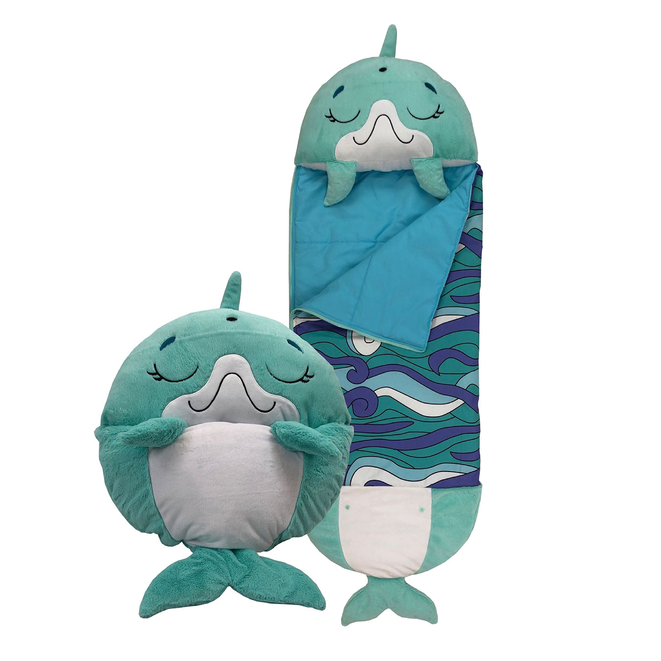 View Happy Nappers Dolphin Disco Medium Ages 3 to 6 Plush Toy That Opens To A Fun Sleeping Bag High Street TV information