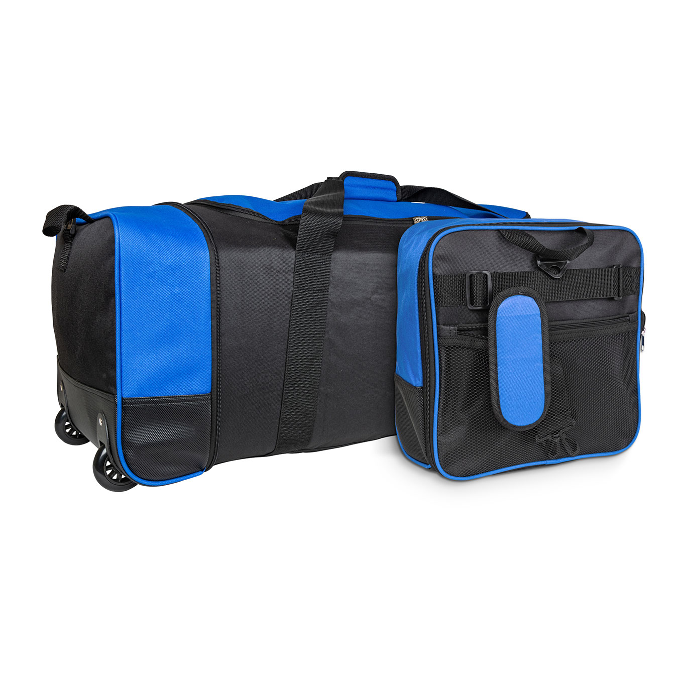 An image of iN Travel Foldable Wheeled Holdall - 80L Luggage Bag (Black/Blue)