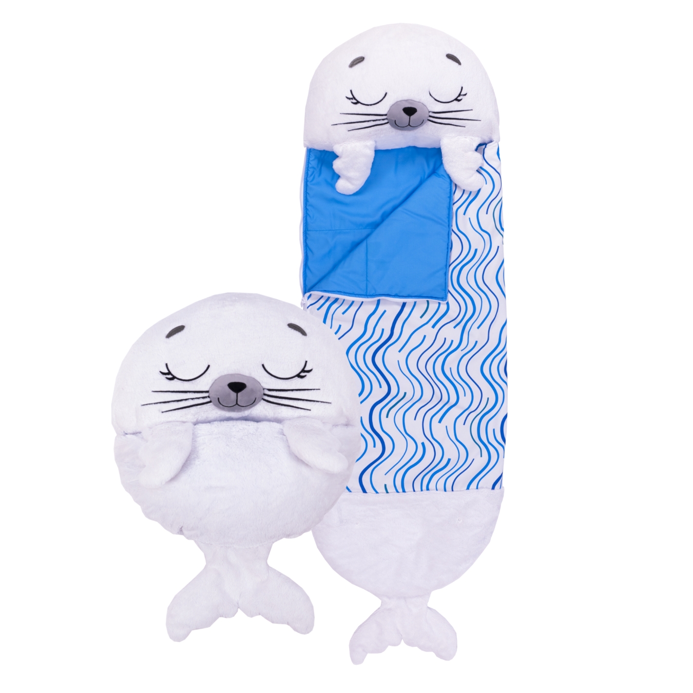 View Happy Nappers White Seal Medium Ages 3 To 6 Plush Toy That Opens To A Fun Sleeping Bag High Street TV information