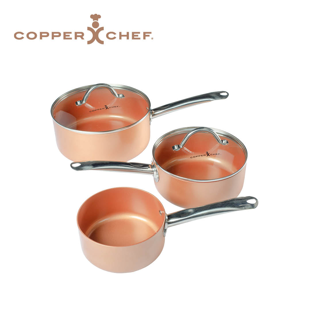 Copper Chef 3pc Saucepan Set