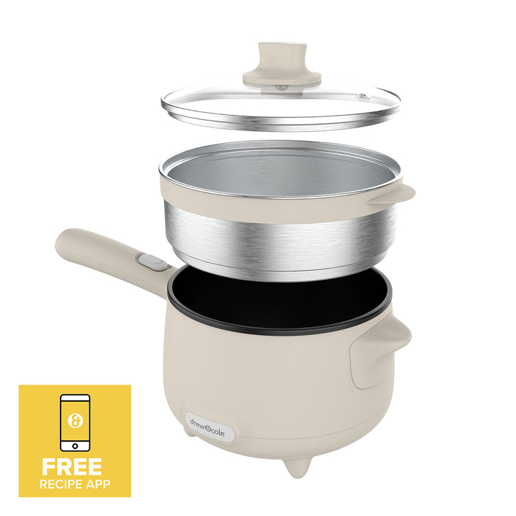 Electric CleverPot – Energy & Space Saving Portable Pan - Cream