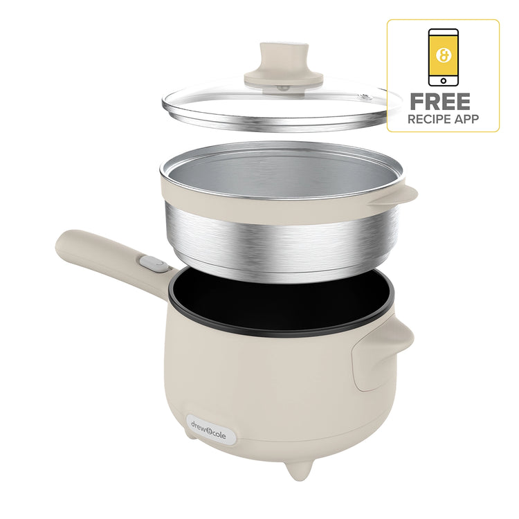 Electric CleverPot – Energy & Space Saving Portable Pan - Cream