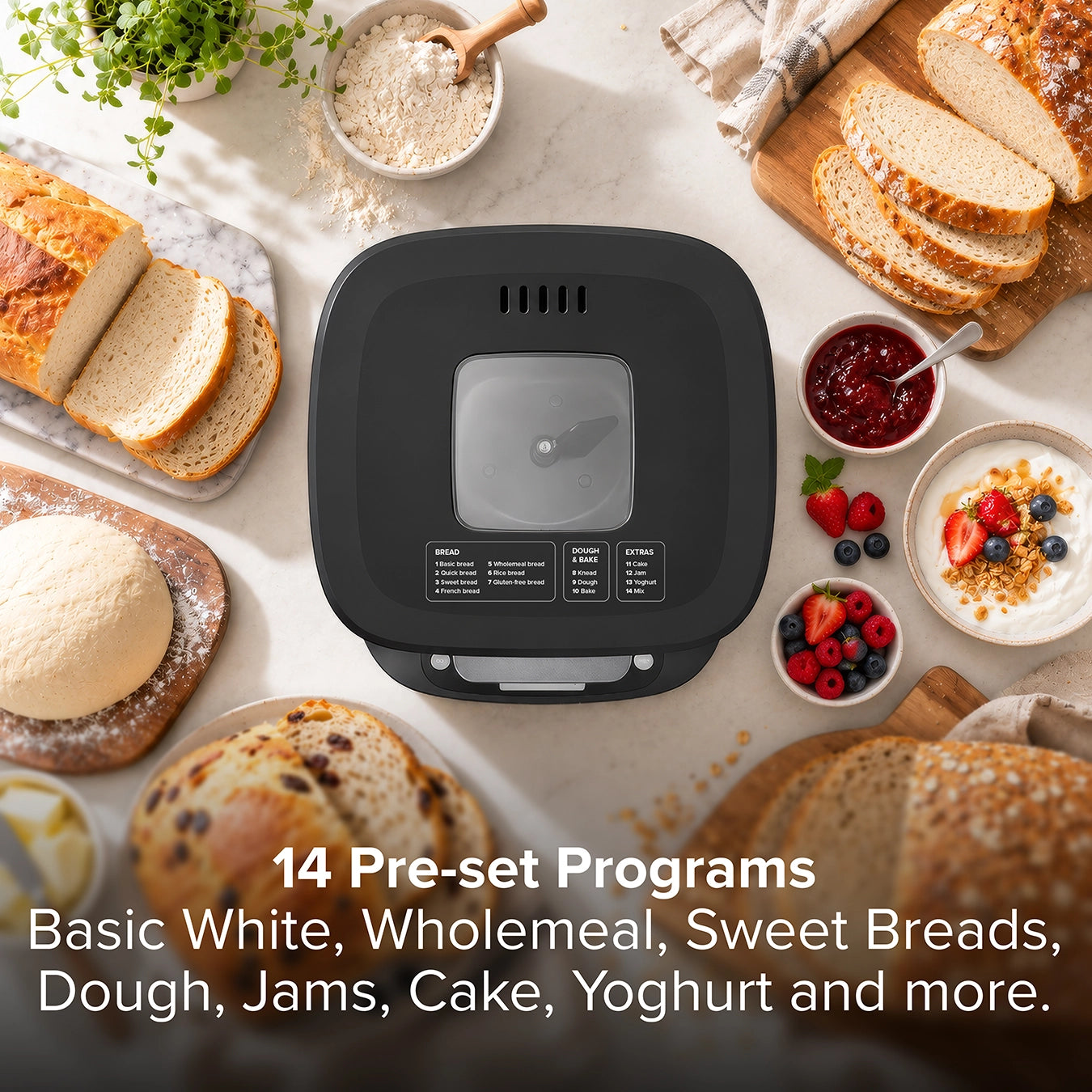 Clever Bake 14-in-1 Bread Maker with Tupperware BreadSmart Junior Bread Bin