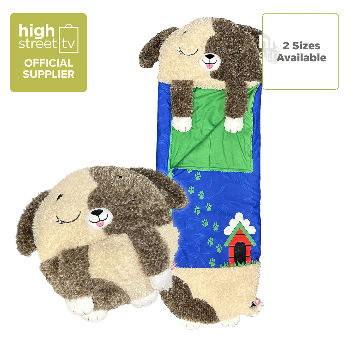 Cuddly Dog 2-in-1 Plush Toy and Sleeping Bag