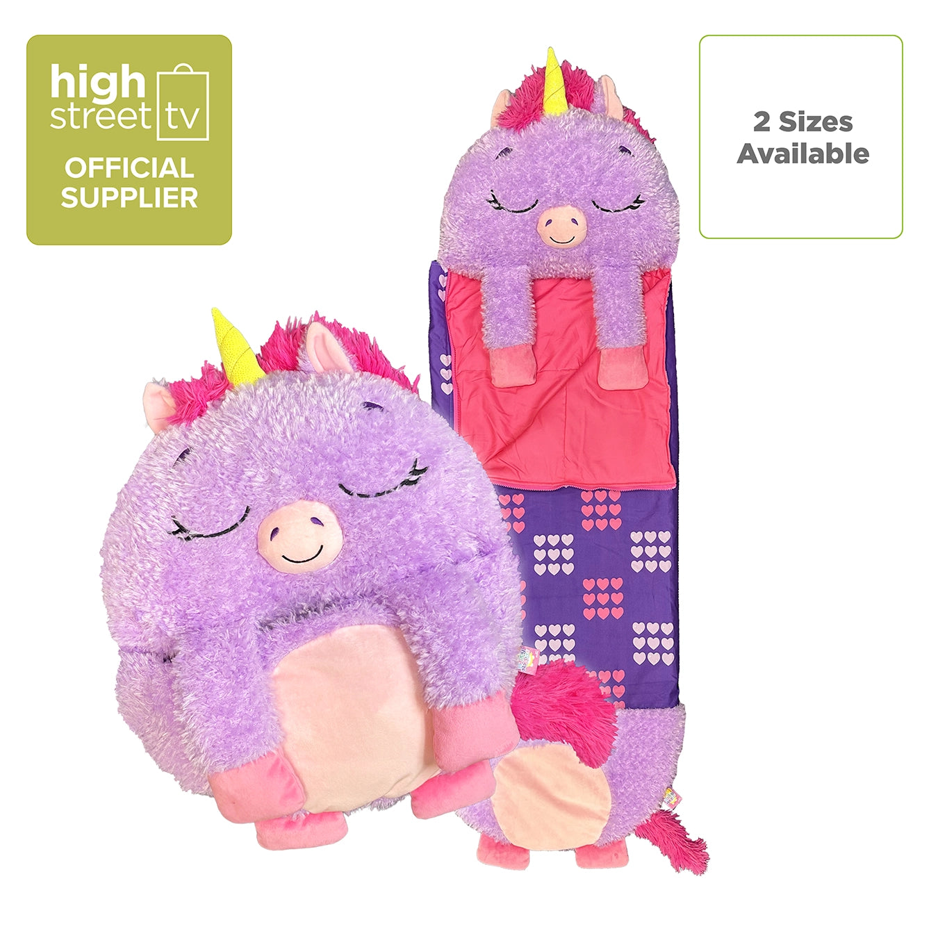 Purple Unicorn 2-in-1 Plush Toy and Sleeping Bag