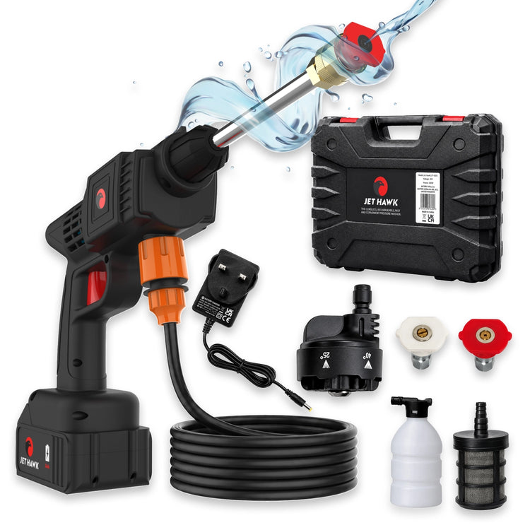 Jet Hawk Cordless Portable Pressure Washer - Red
