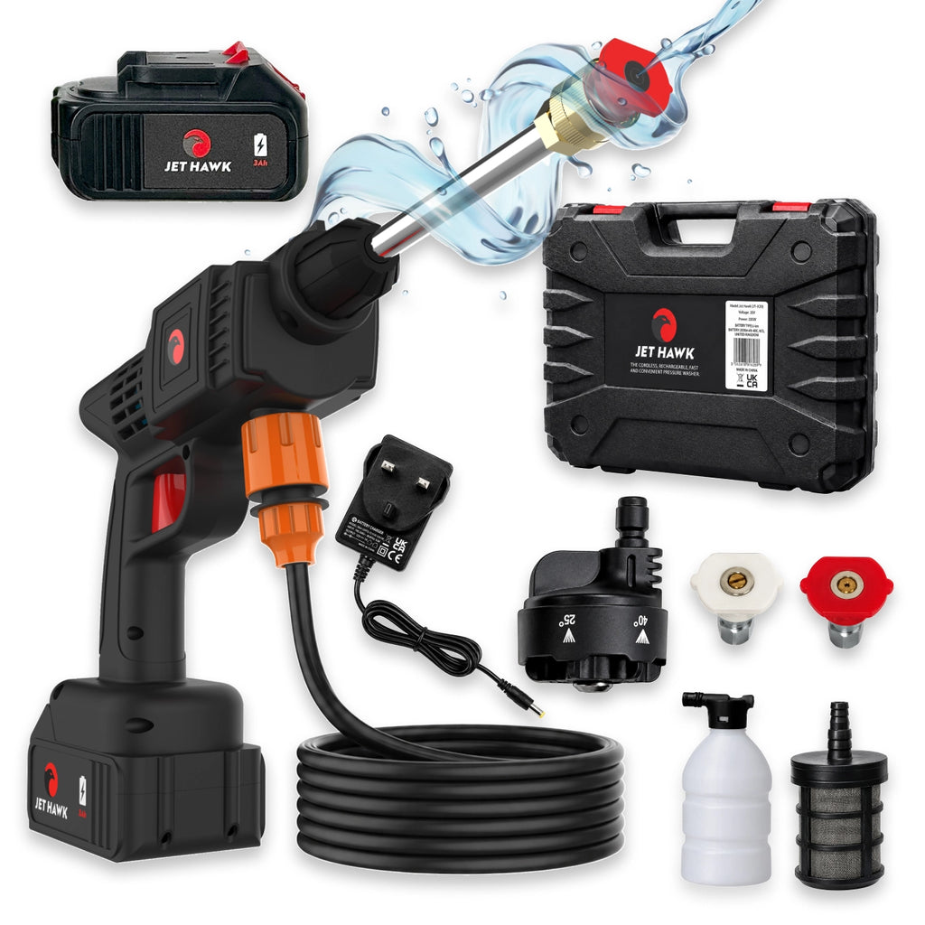 Jet Hawk Cordless Portable Pressure Washer + Additional Battery