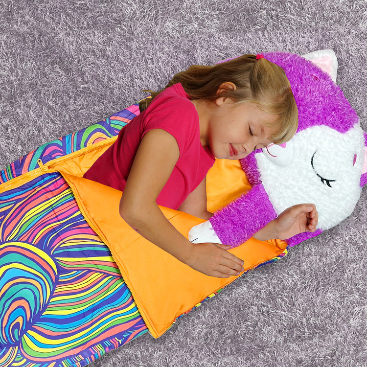 Purple White Cat 2-in-1 Plush Toy and Sleeping Bag