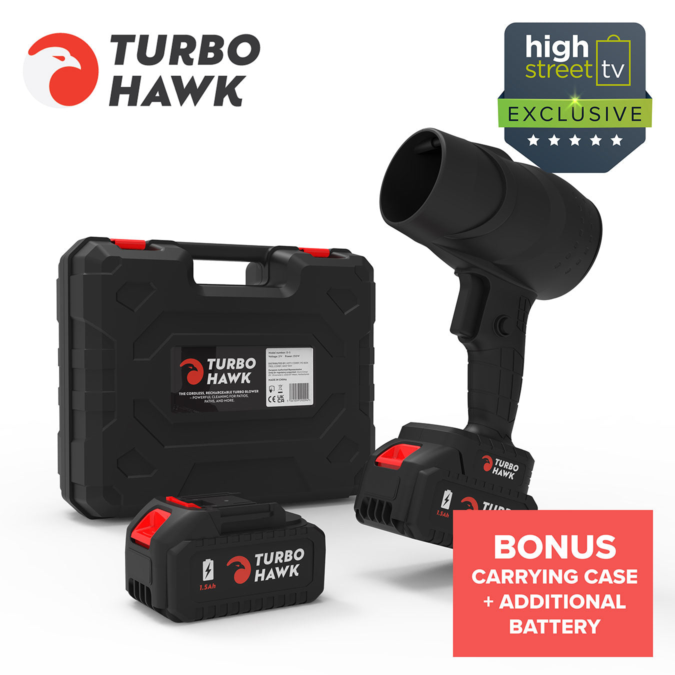 Turbo Hawk Cordless Garden Air Blower with Additional Battery