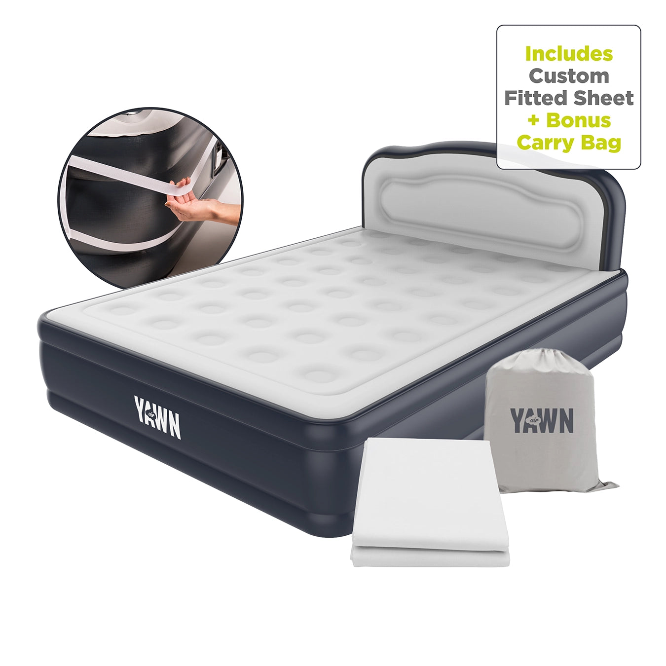YAWN Air Bed DELUXE with Custom Fitted Sheet – Self Inflating