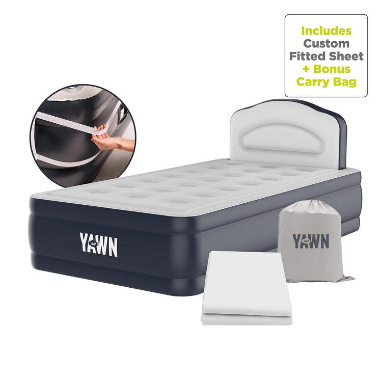 YAWN Air Bed DELUXE with Custom Fitted Sheet – Self Inflating