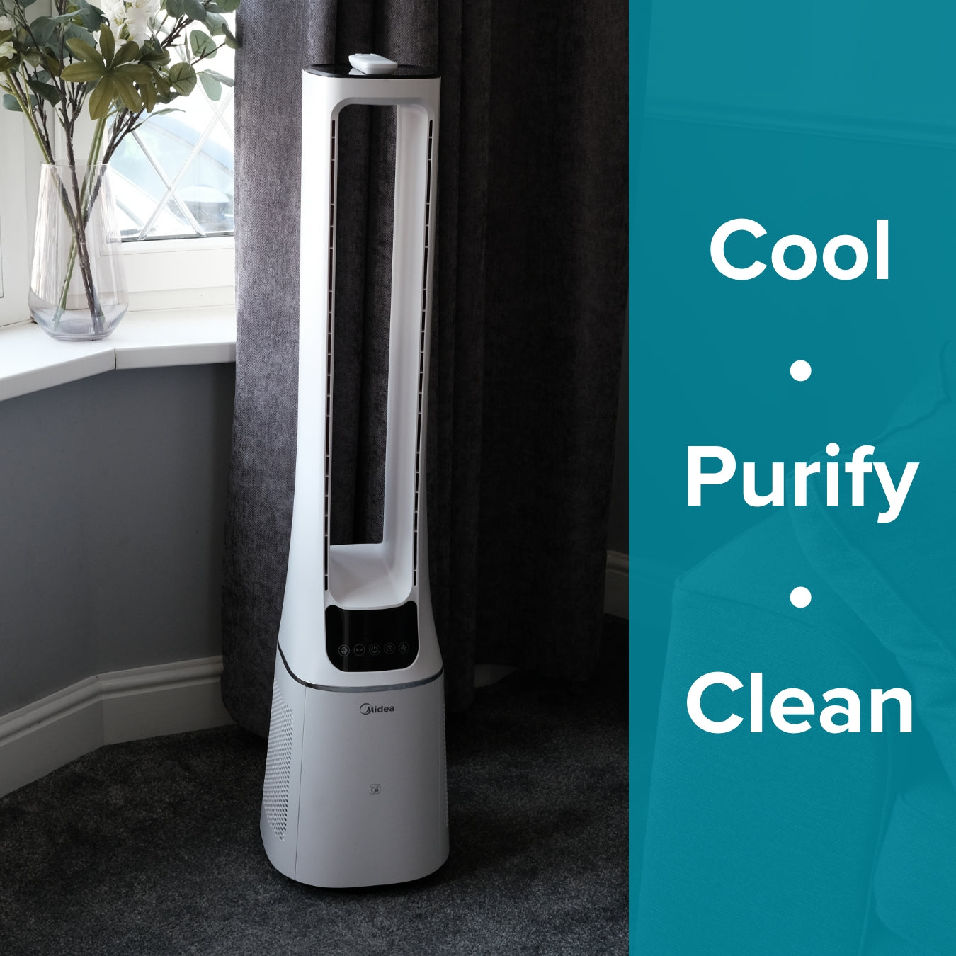 Midea SmartAir Cool + Purify Bladeless Fan with Free MSmartHome App - 41"