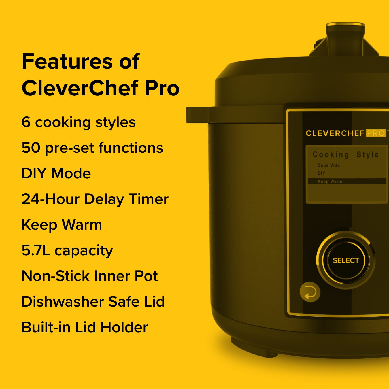 CleverChef Pro 5.7L – Digital Pressure & Multi-Function Cooker