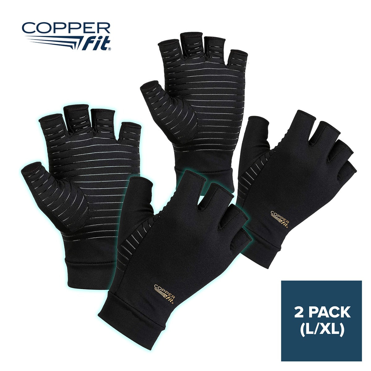 Copper Fit Comfort Compression Gloves - 2 Pack
