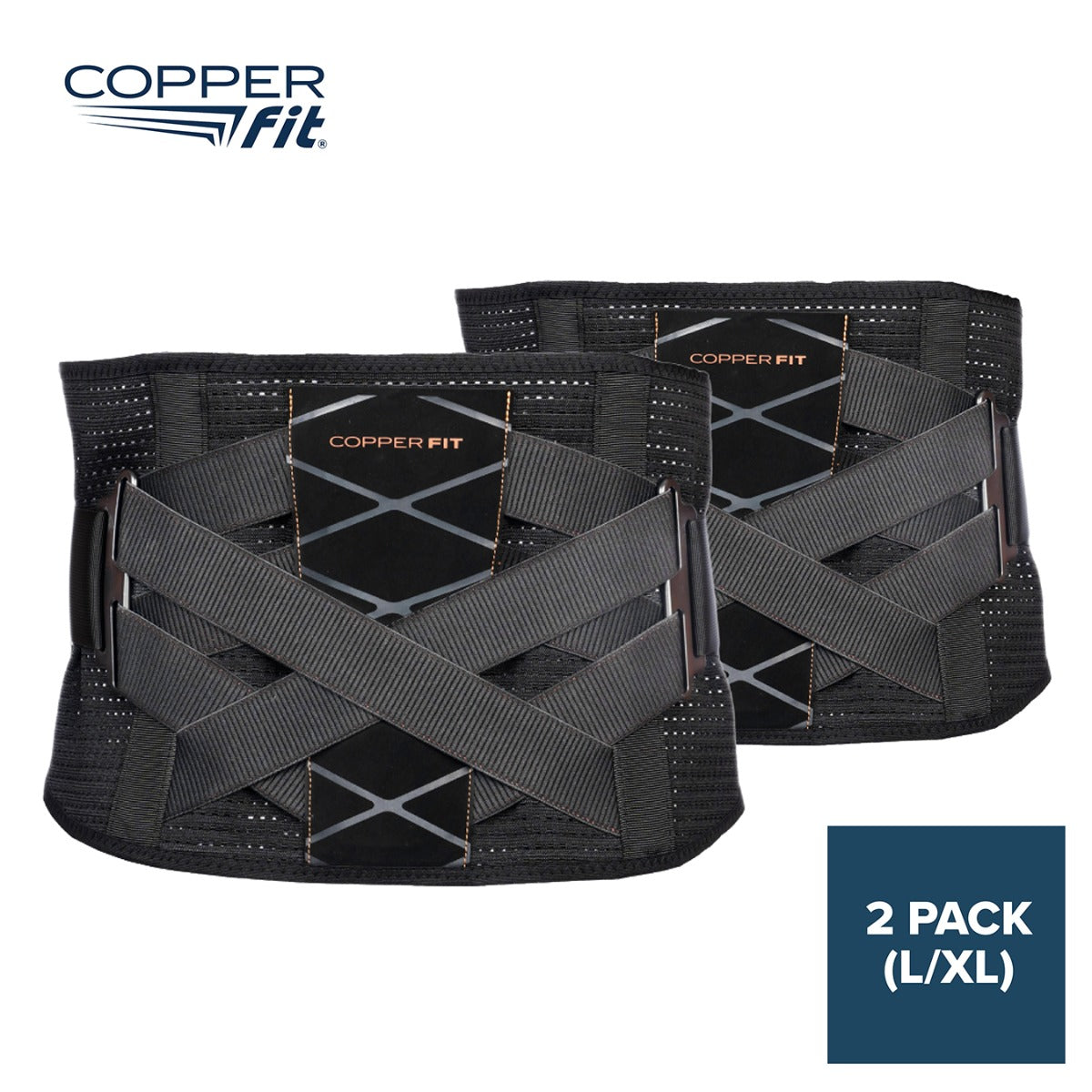 Copper Fit X Back – Premium Adjustable Back Support Belt - 2 Pack