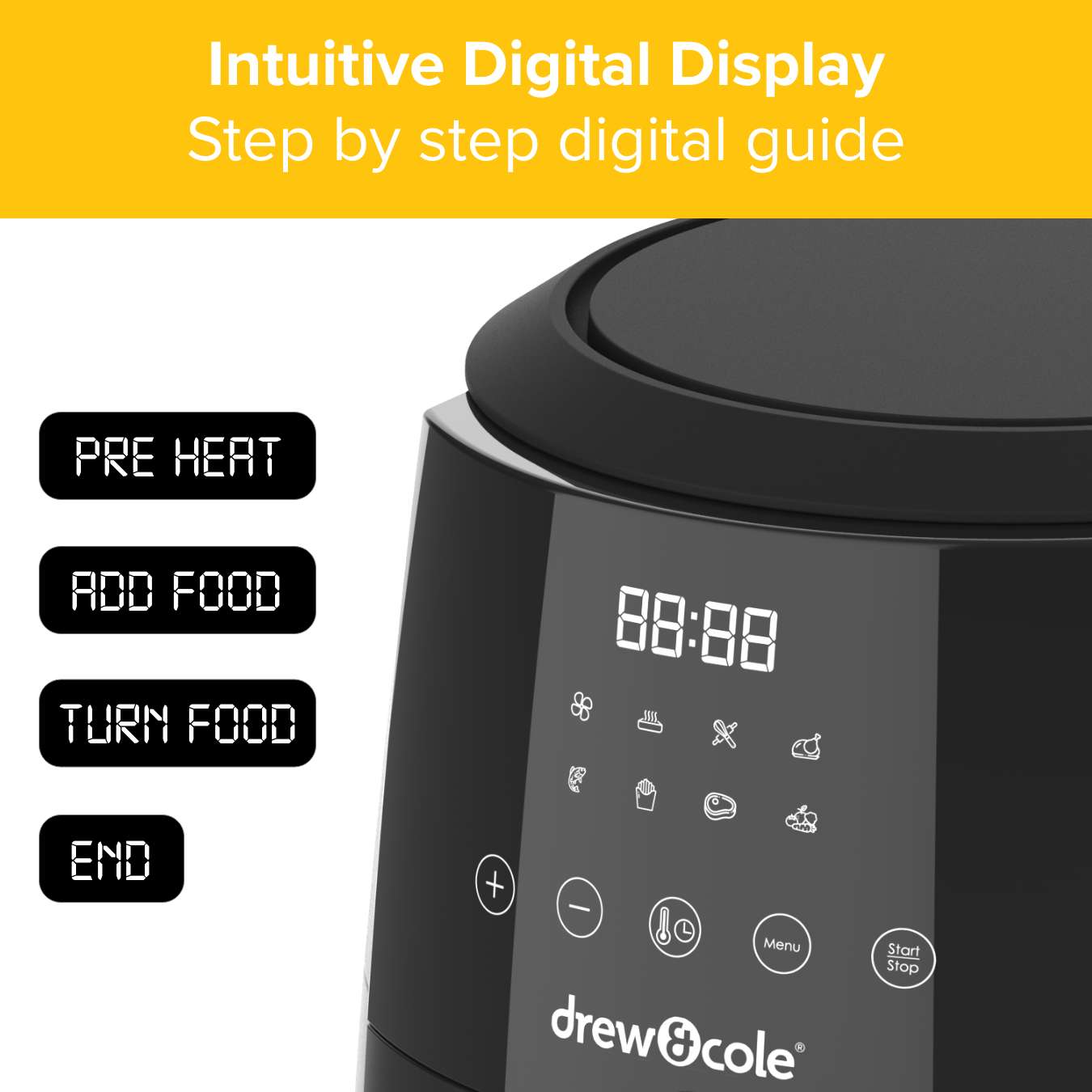 Drew&Cole 8-in-1 Digital Air Fryer (4L)