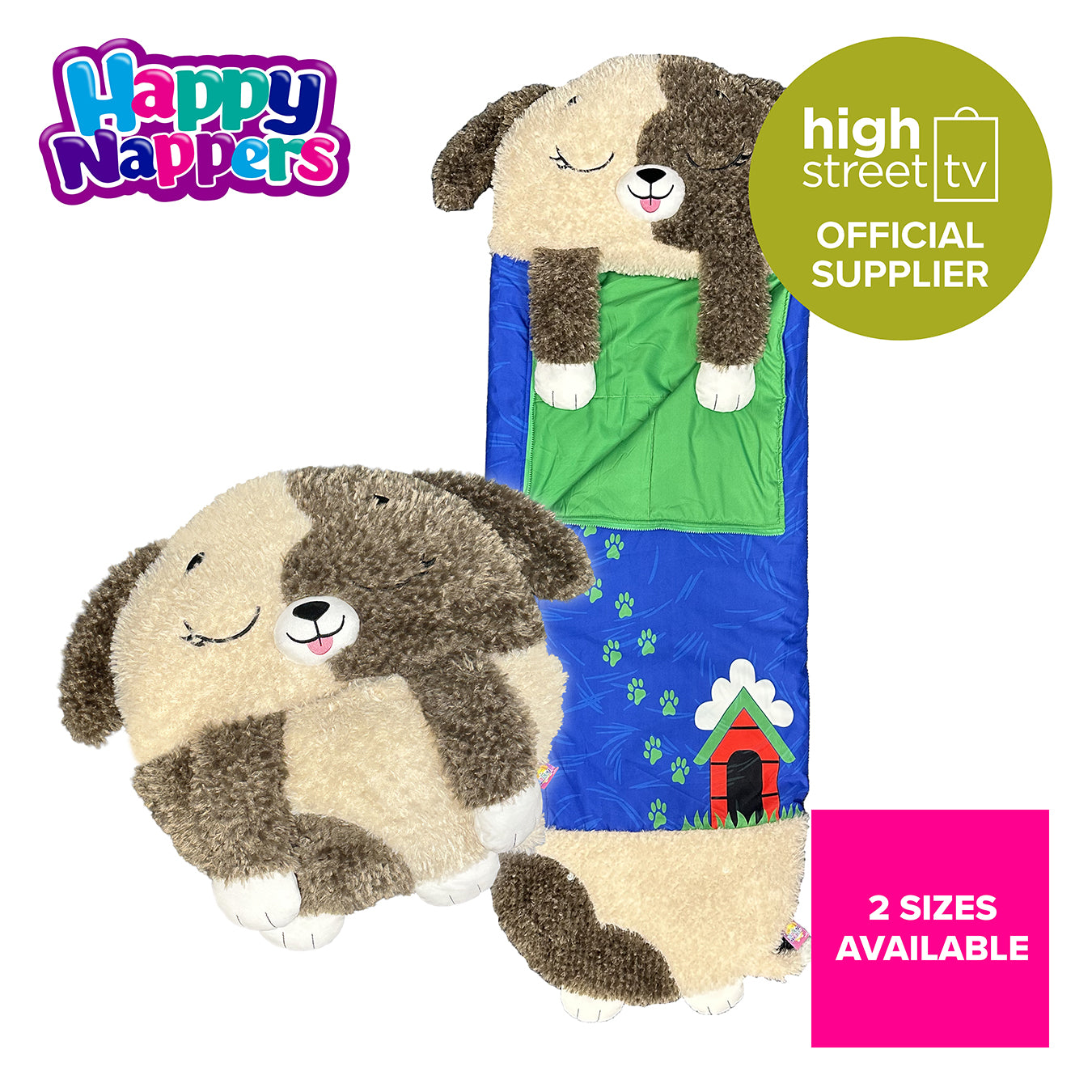 Cuddly Dog 2-in-1 Plush Toy and Sleeping Bag