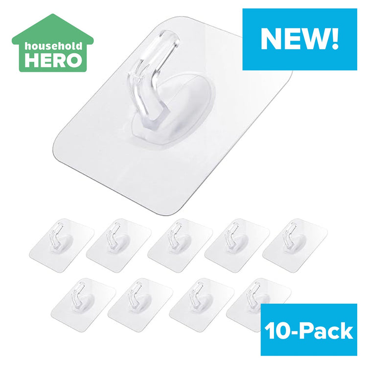 Happy Hooks 10-pack – Damage-Free, Heavy Duty Wall Hooks