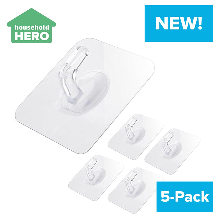 Happy Hooks 5-pack – Damage-Free, Heavy Duty Wall Hooks