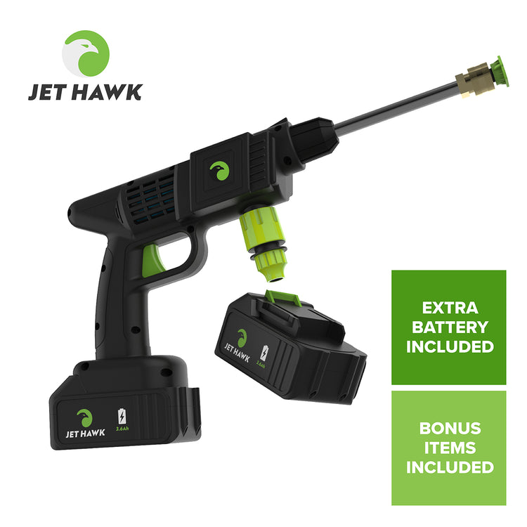 Jet Hawk Cordless Portable Pressure Washer + Additional Battery - Green