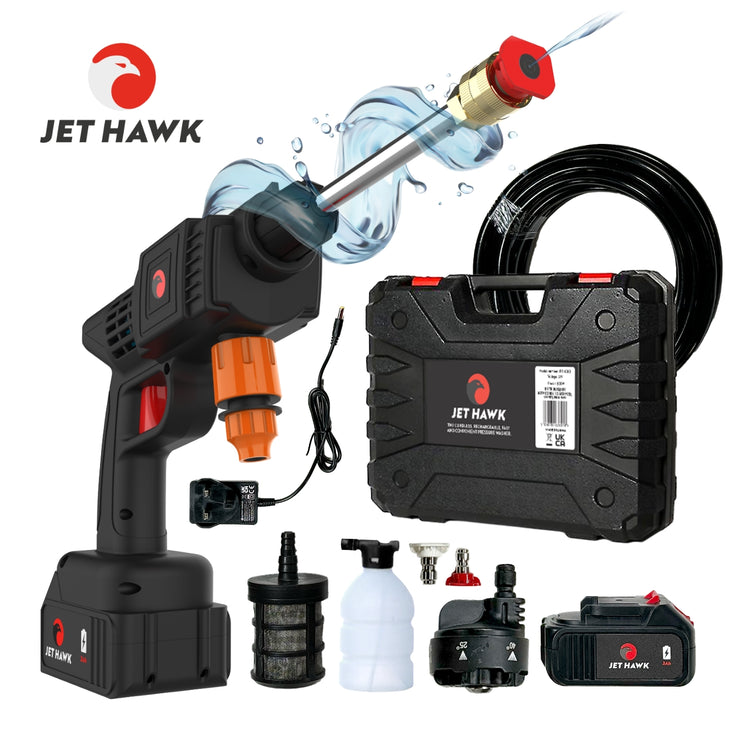 Jet Hawk Cordless Portable Pressure Washer - Red