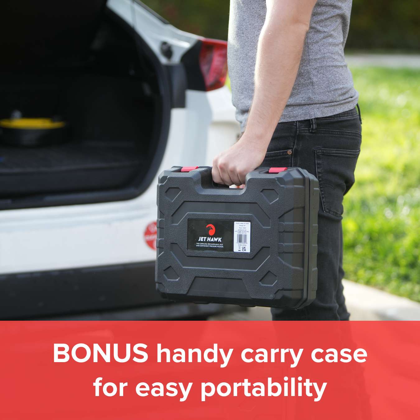 Jet Hawk Cordless Portable Pressure Washer + Additional Battery - Red