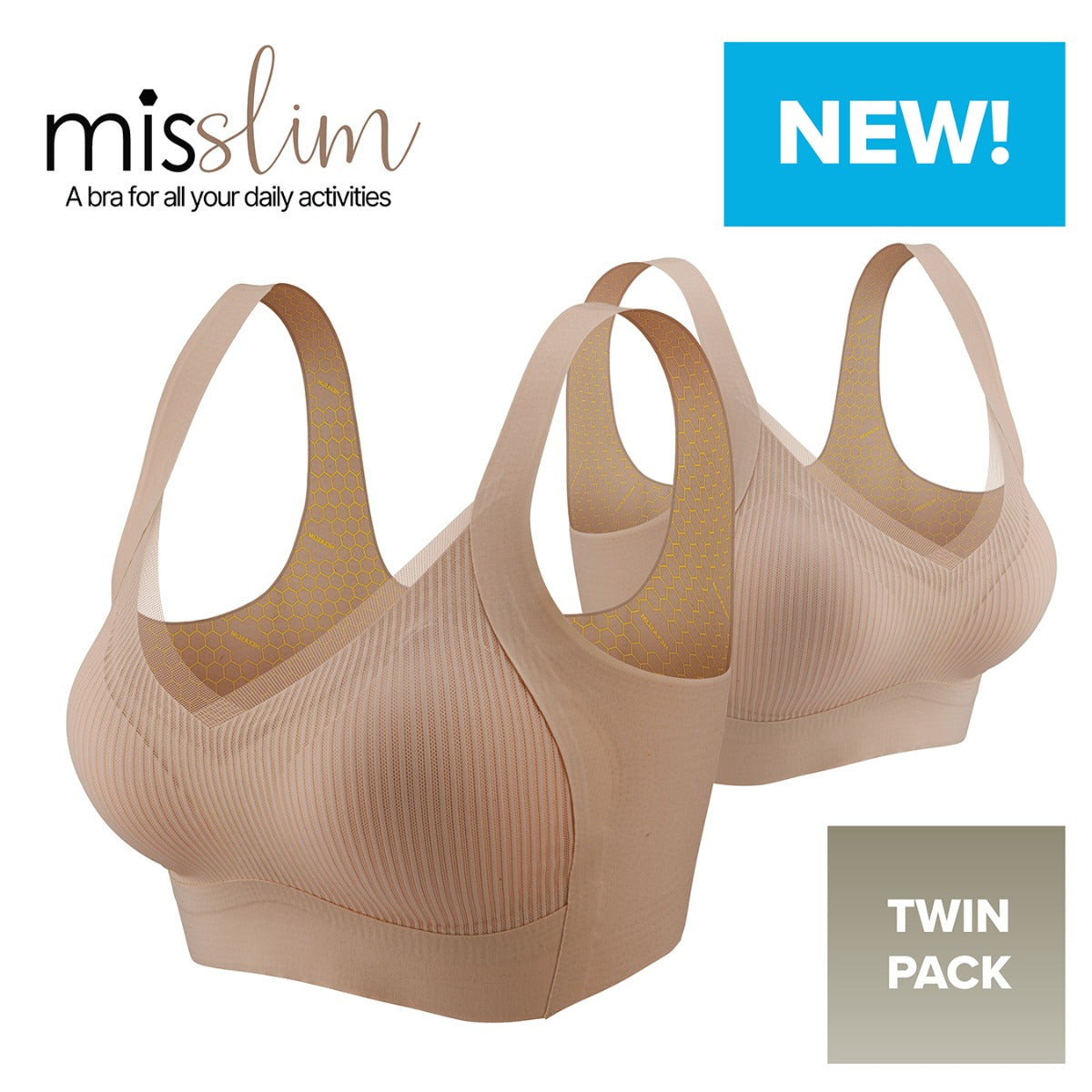 3-in-1 Shapewear Bra - 2 Pack Nude