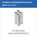 The Money Saving Nutri-Sealer 6 in 1 Food Vacuum Sealer Bag Roll Refill Kit - 4 x 6m Rolls