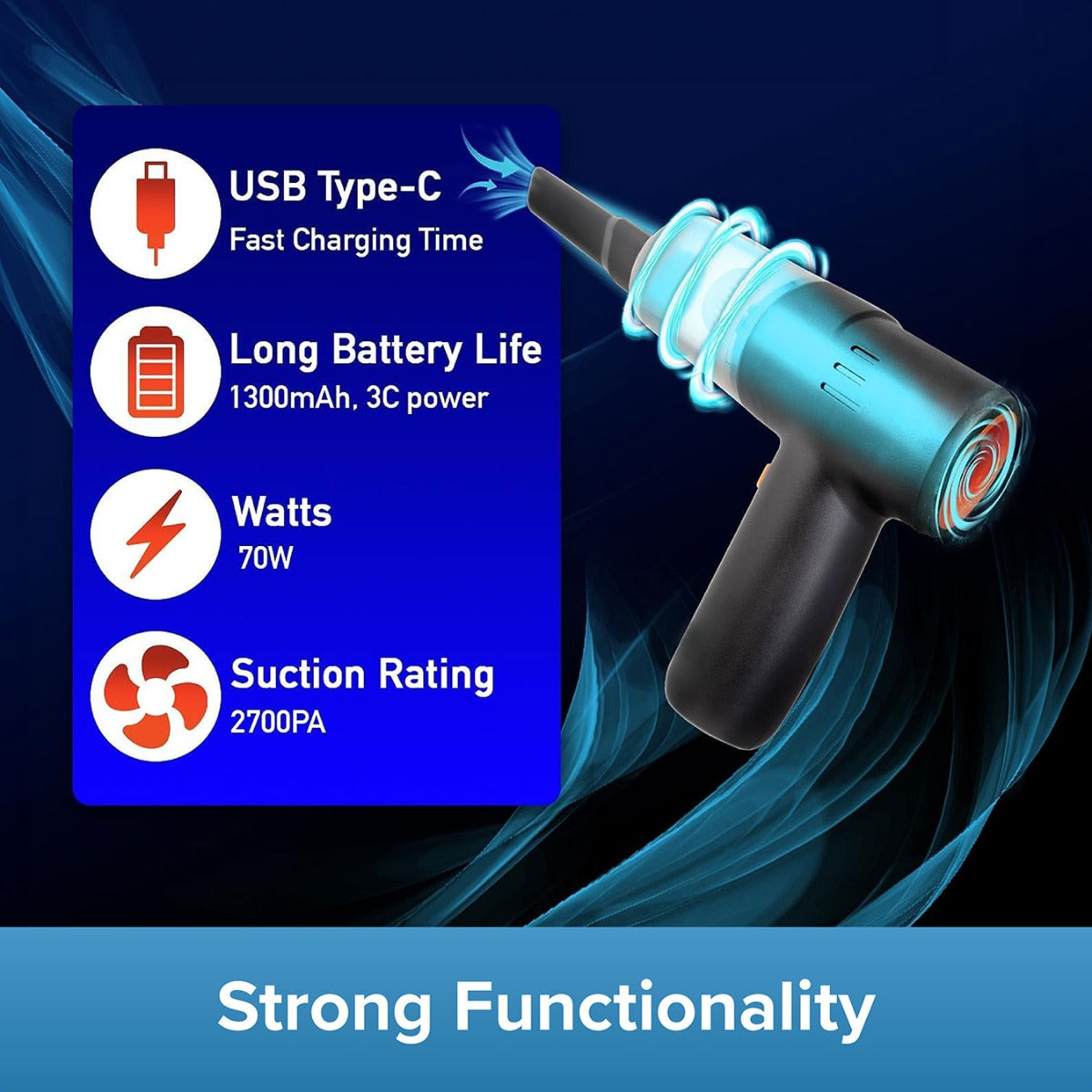 Pocket Vac – 2-in-1 Handheld Mini Vacuum Cleaner