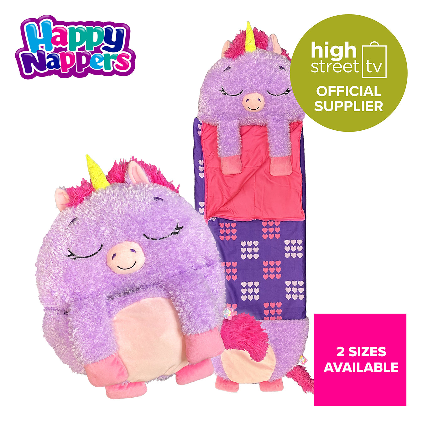 Purple Unicorn 2-in-1 Plush Toy and Sleeping Bag