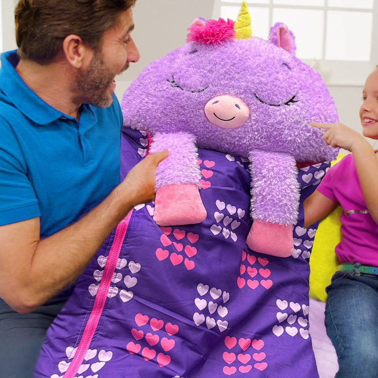 Purple Unicorn 2-in-1 Plush Toy and Sleeping Bag