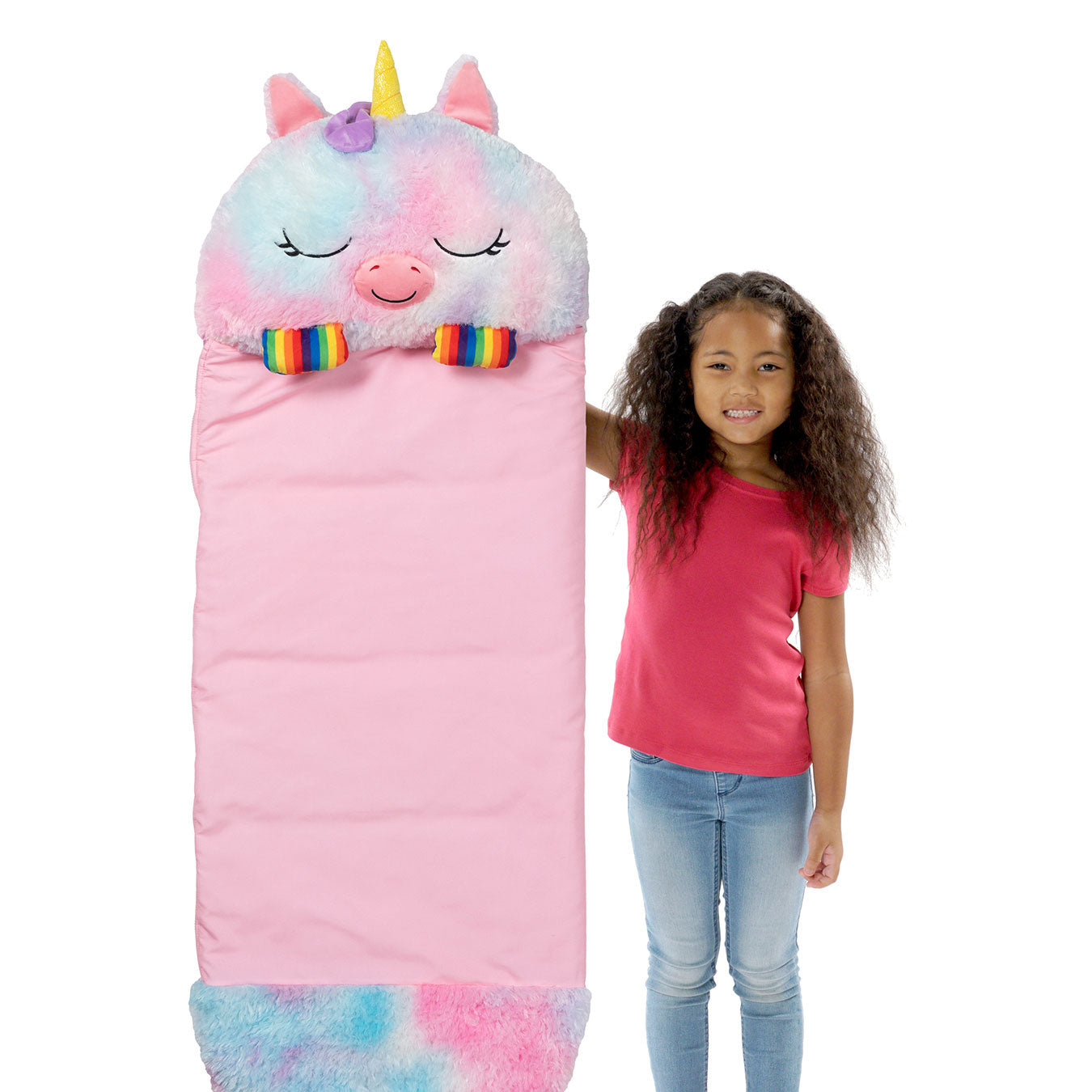Happy Nappers - Rainbow Unicorn 2-in-1 Plush Toy and Sleeping Bag - Medium (ages 3 to 6)
