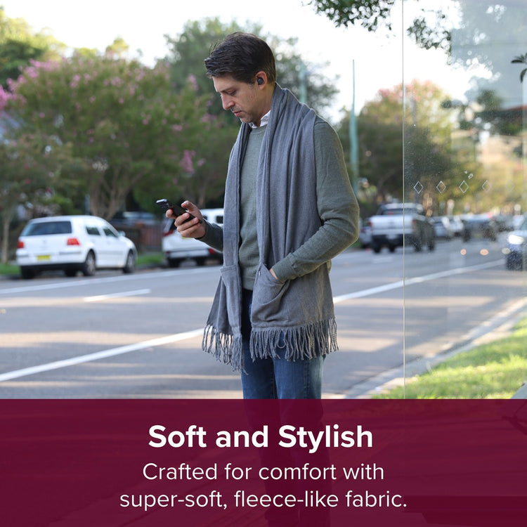 2-in-1 Heated Scarf with Heated Pockets and Rechargeable Battery Pack