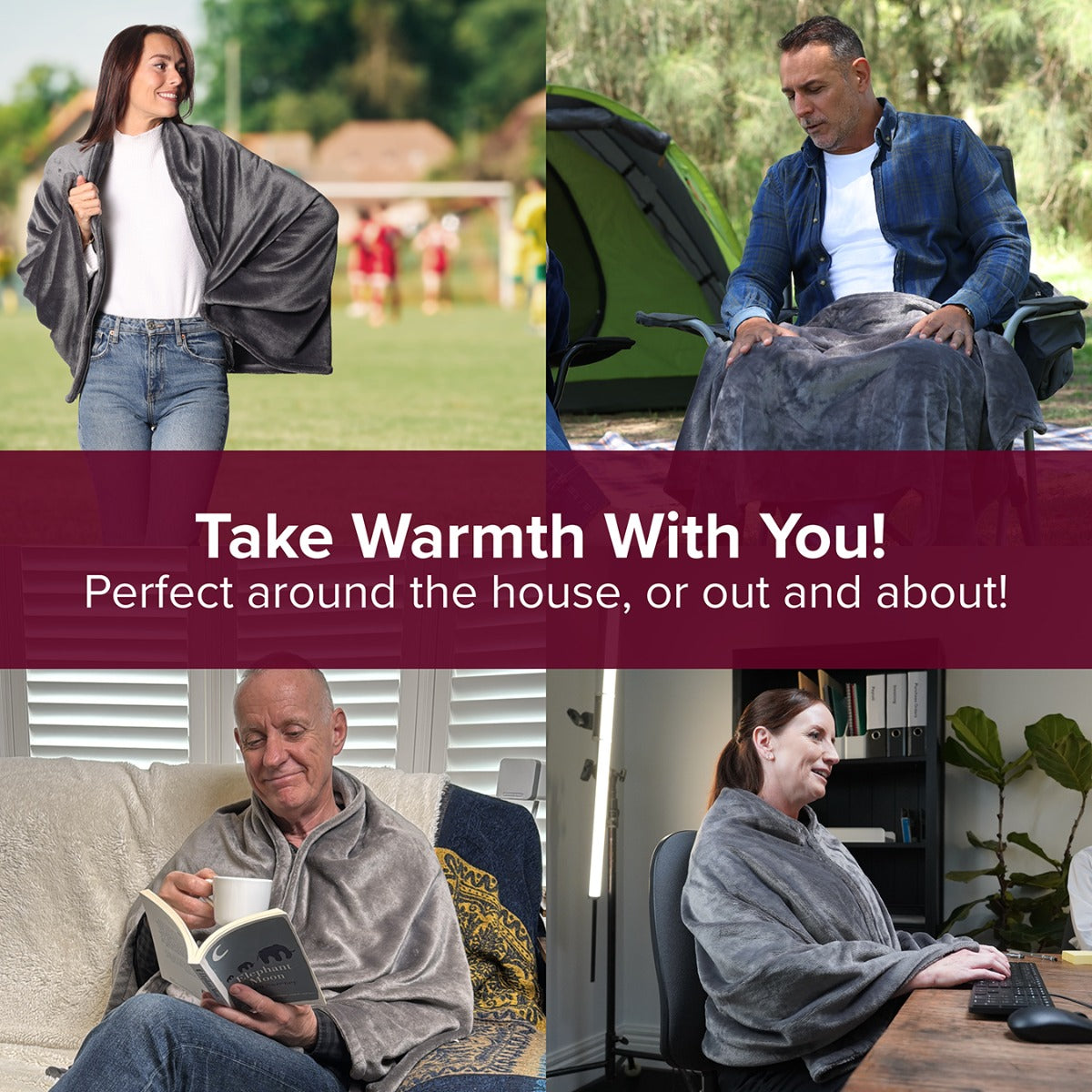 Heated Shawl and Scarf Set with Rechargeable Battery Packs