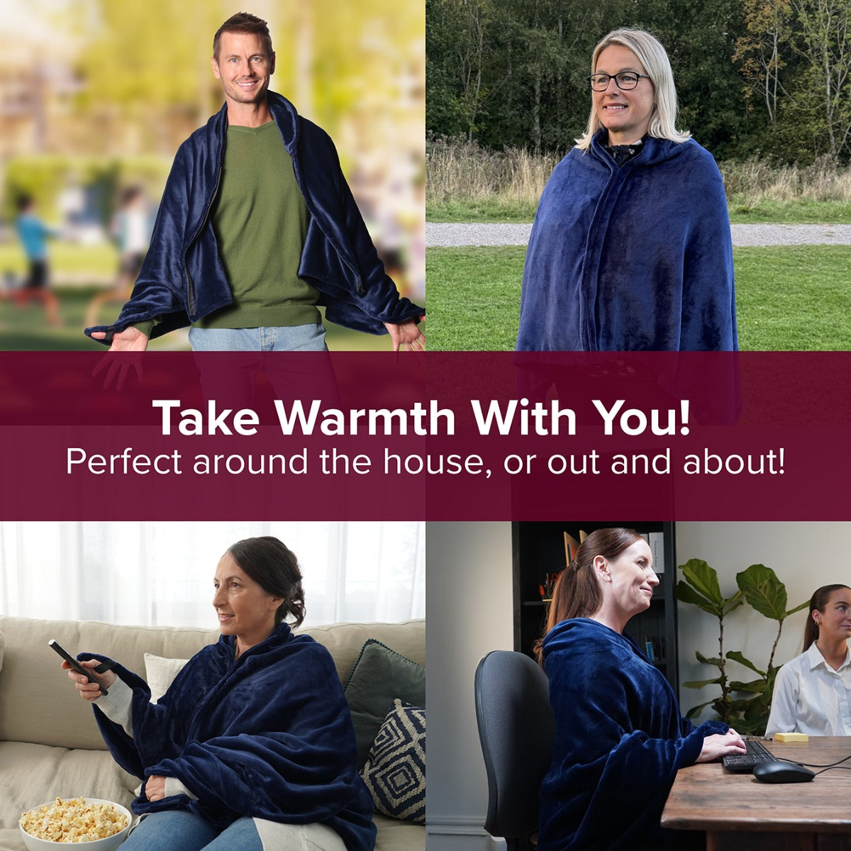 Twin Pack 2-in-1 Heated Shawl & Blanket with Rechargeable Battery Pack