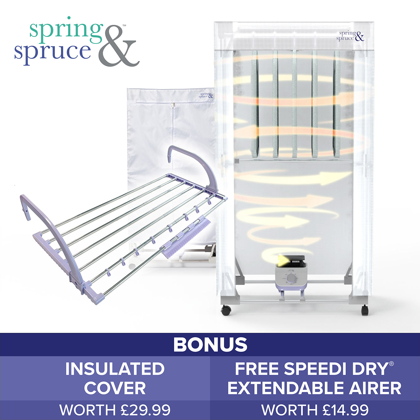 The Rapid Dry Master System – Controlled Heated Airer with Insulated Cover and Radiator Airer