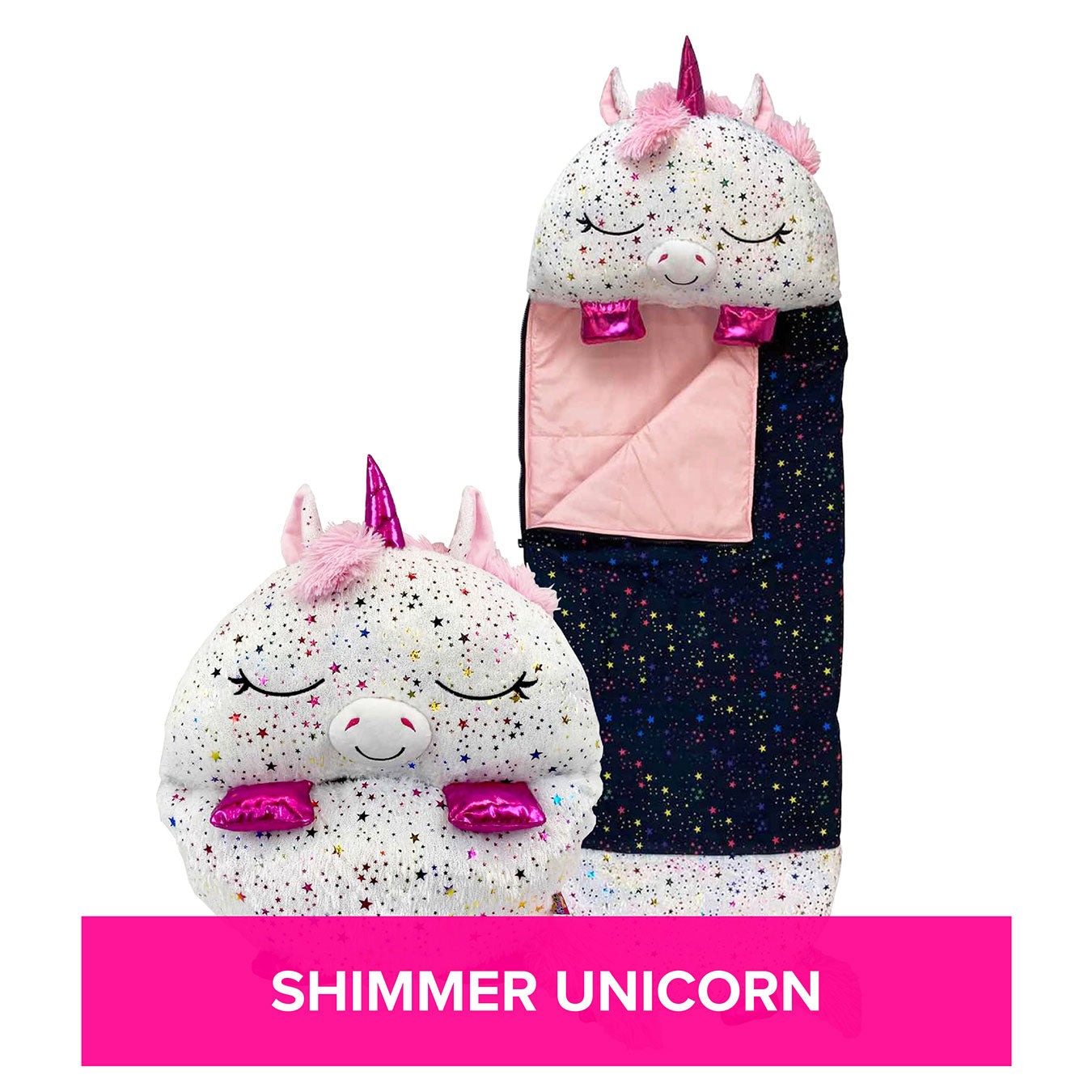 Happy Nappers Shimmer Unicorn 2-in-1 Plush Toy and Sleeping Bag - Medium (ages 3 to 6)