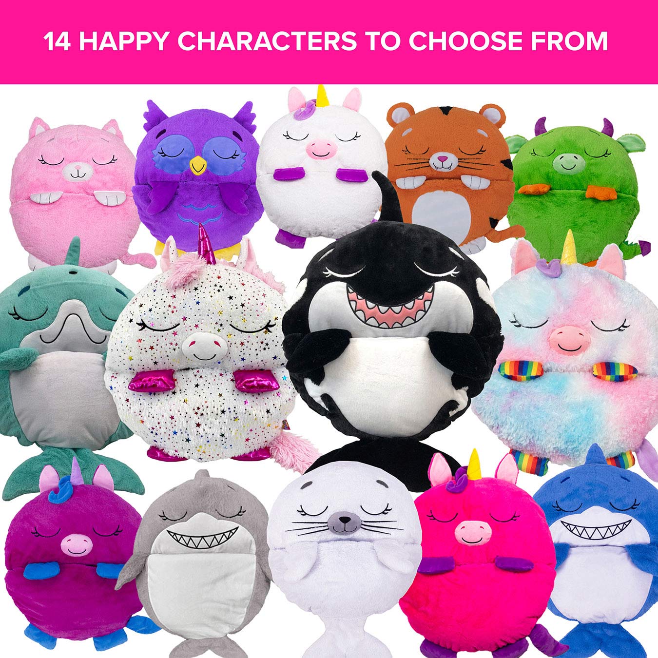 Happy Nappers Shimmer Unicorn 2-in-1 Plush Toy and Sleeping Bag - Medium (ages 3 to 6)