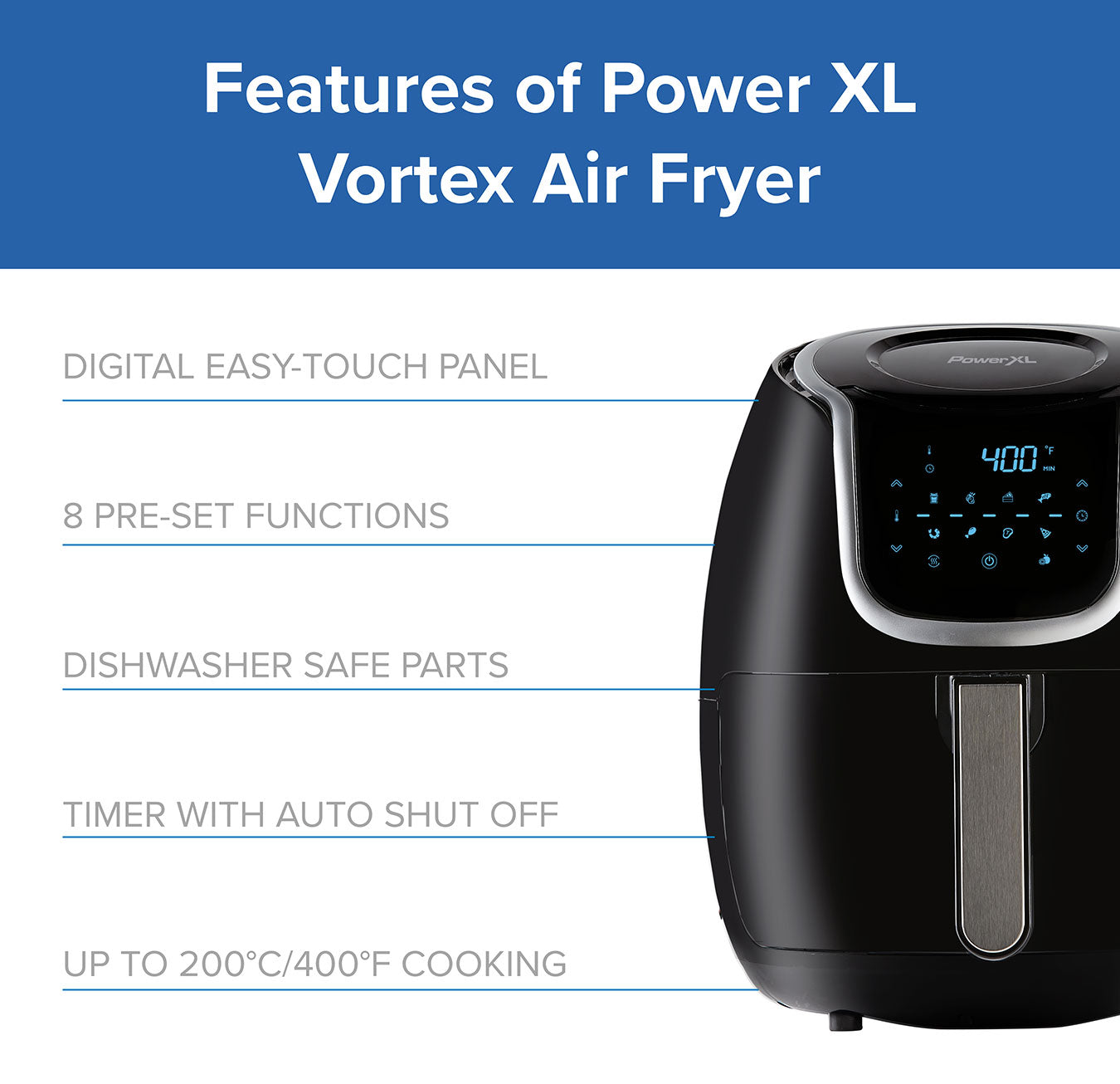 Power XL Vortex Air Fryer – 2.8L Digital Air Fryer