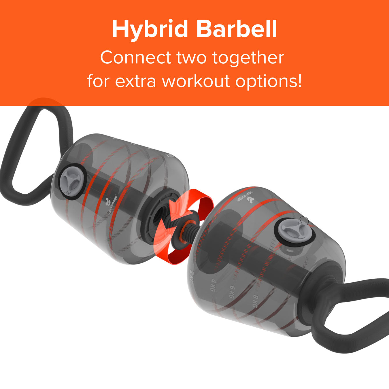 FITT Bell by New Image - Adjustable Kettlebell/Barbell System - Up to 16kg