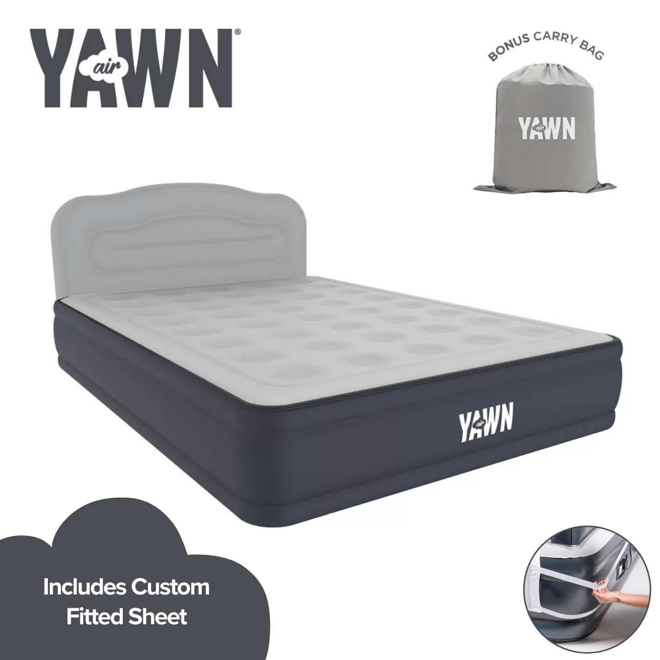 YAWN Air Bed with Custom Fitted Sheet (King)