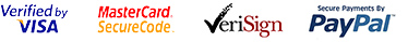 Verified by Visa, MasterCard SercureCode, VeriSign and PayPal